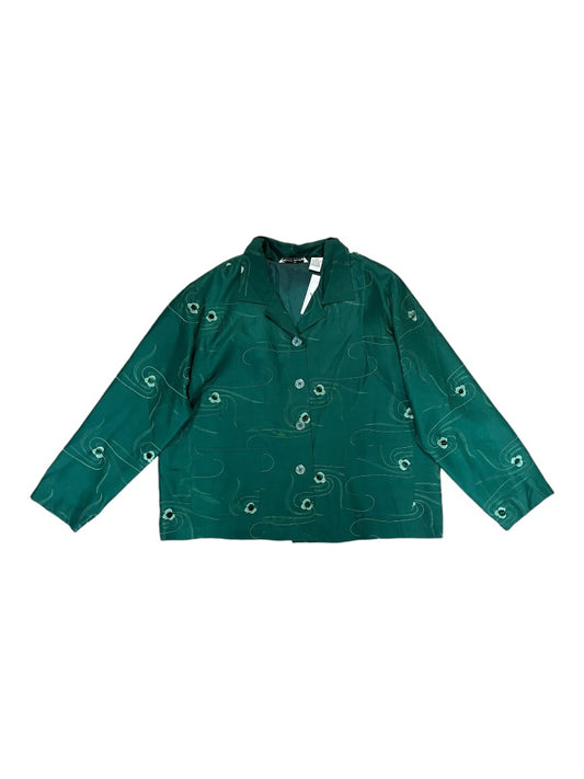 French Laundry Green Silk Embroid Long Sleeved Top - XL -