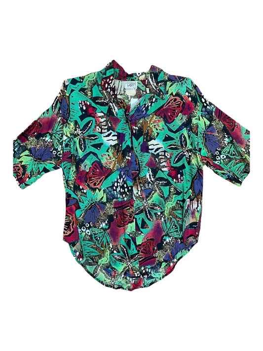 California Mint Abstract Jungle Print Button Down - Approximate M -