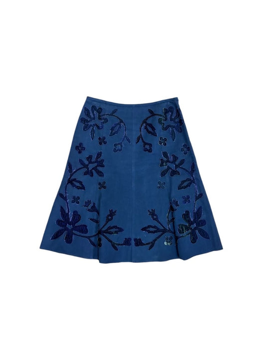 Ruth Blue Floral Stich Midi Skirt