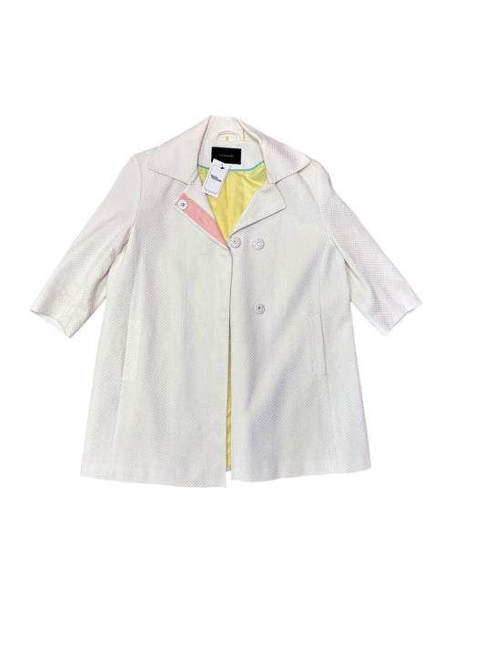 Tahari White Textuerd Three Button Long Coat