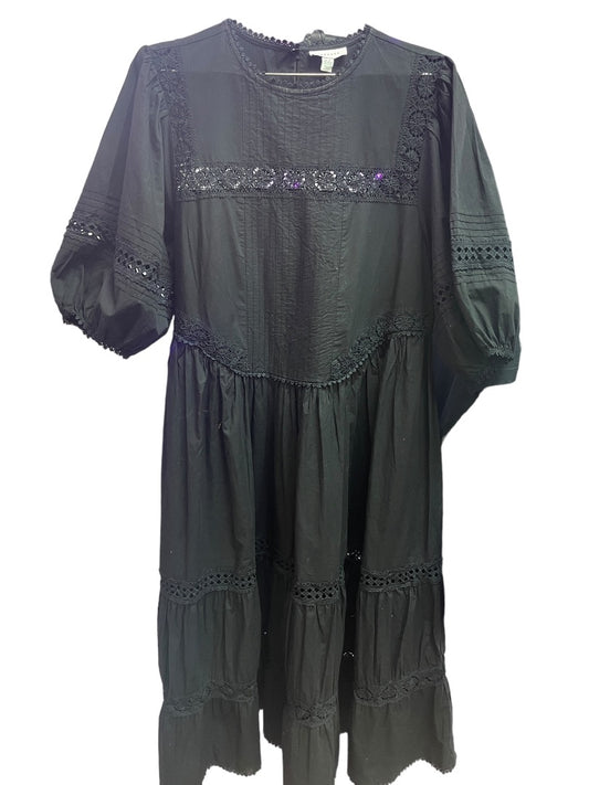 Top Shop Black Broderie Oversize Chuck On Maxi Dress