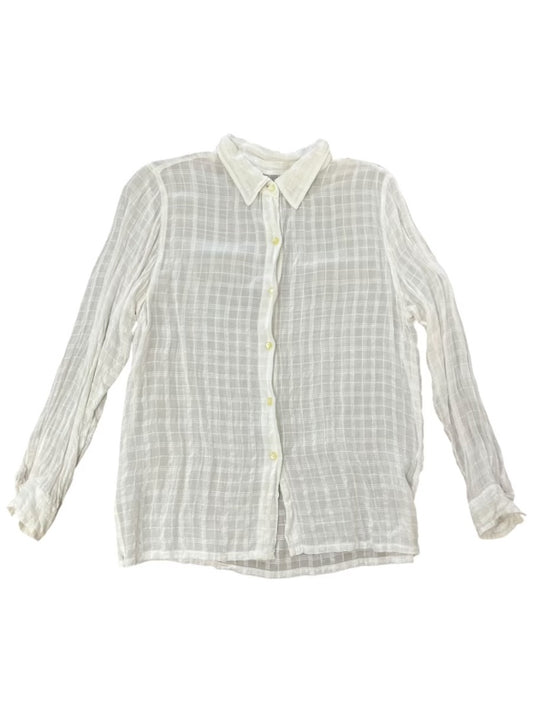 No Brand White Sheered Button Down Top - Approx L -