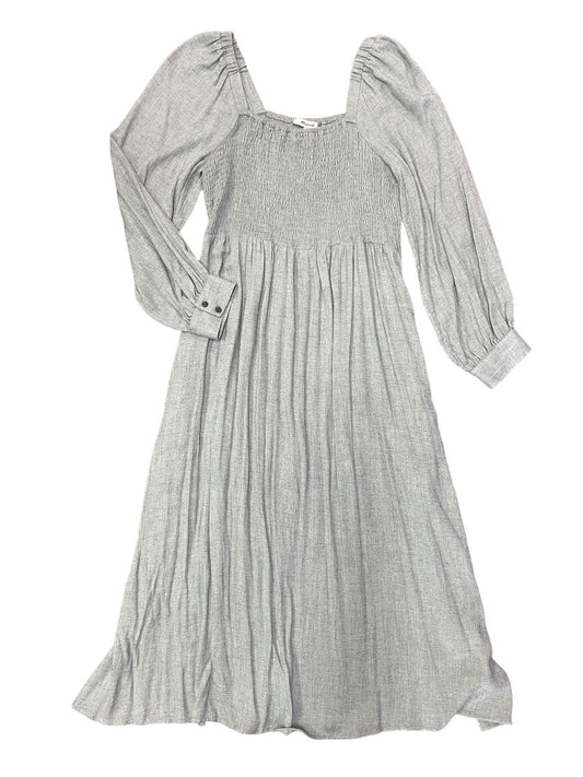 Madewell Gray Lucie Long Sleeve Smocked Mid Dress in Wool Gauze