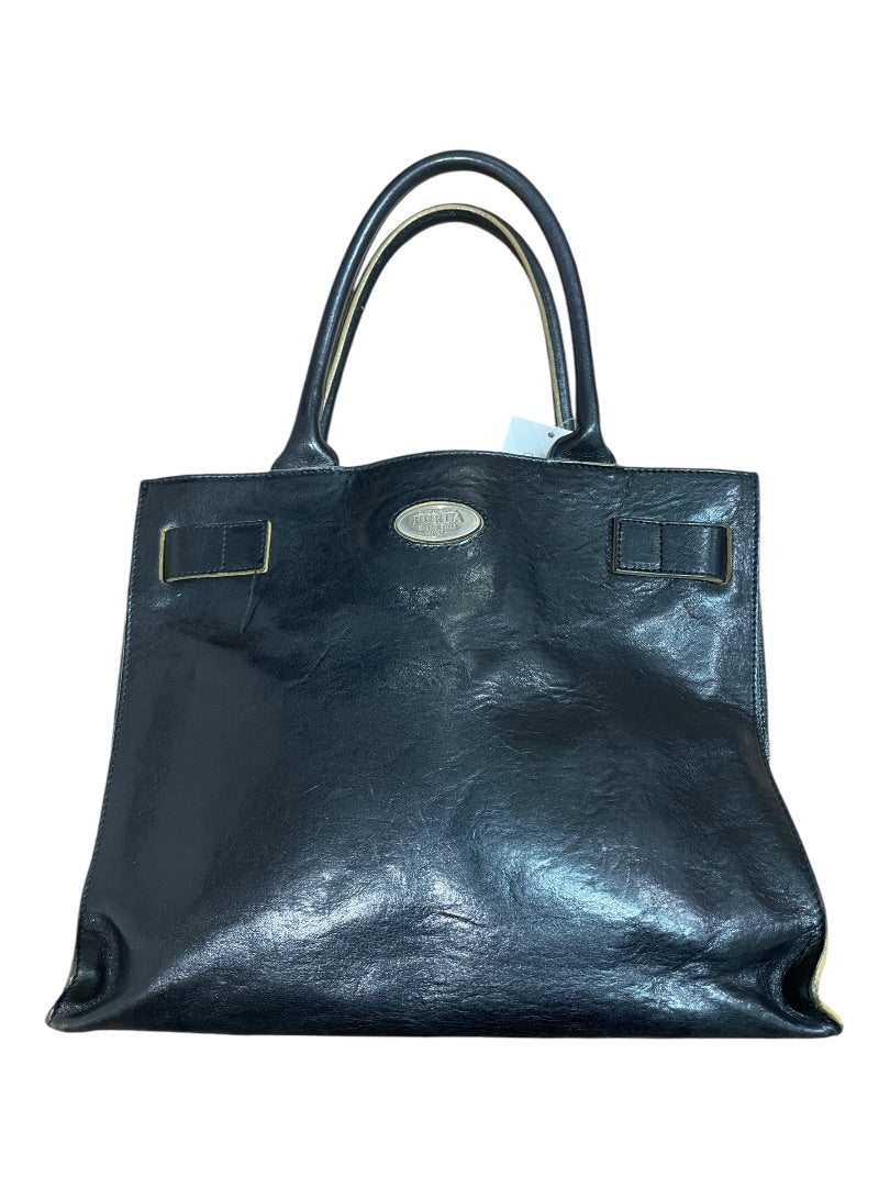 Vintage Black Furla Leather Tote Bag - Small