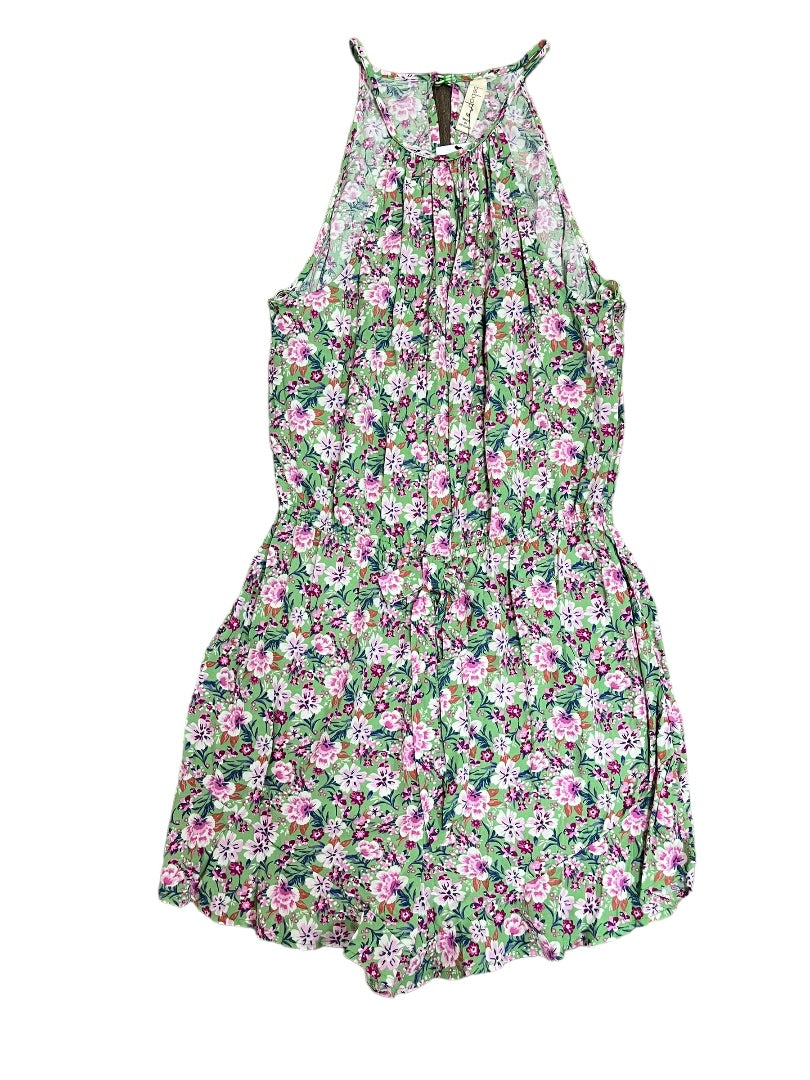 Pink & Mint Green Flowers Romper dress - S - B