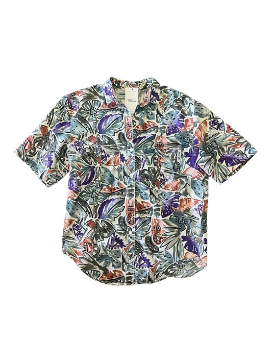 Cherokee Abstract Tropical Button Down - L -