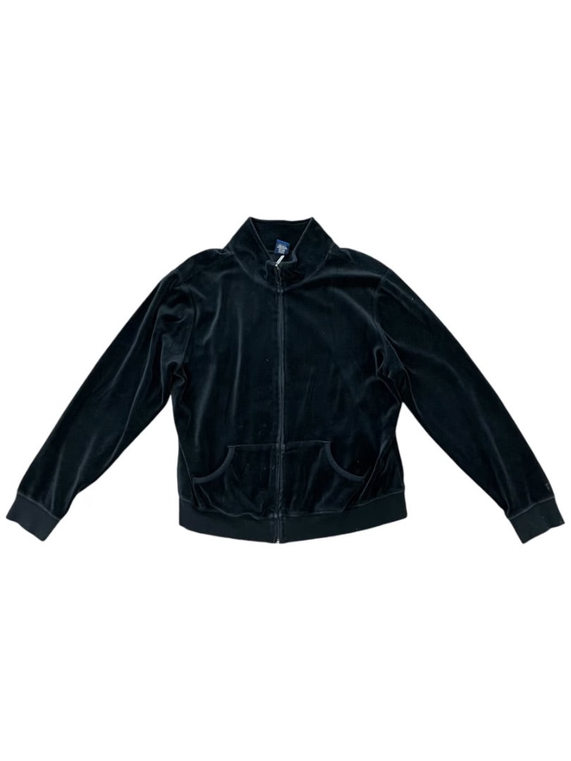 High Sierra Cotten Mix Black Velvet Zipp up Sweater - L -