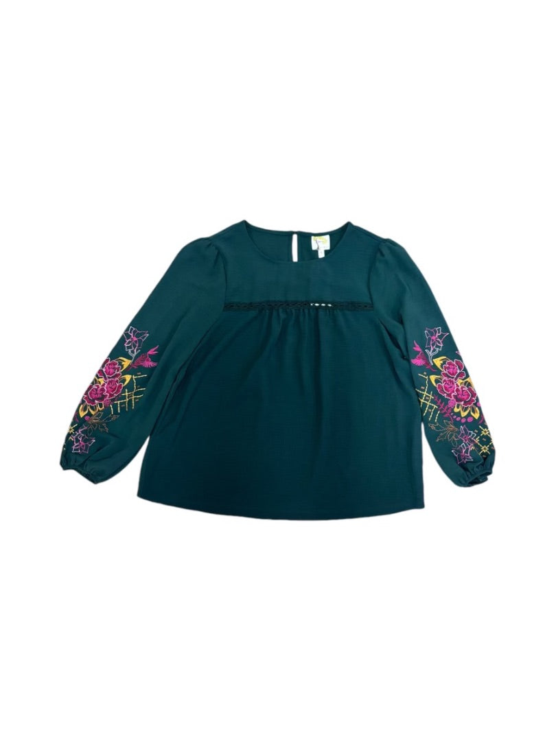 Fig & Flowers Green Long Sleeve Top - S -