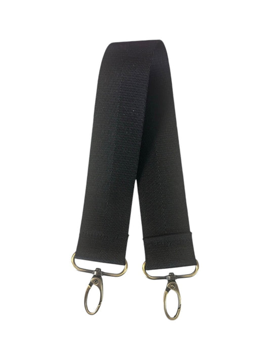 Short Hobo Black Woven Strap Brass Hardware - "1.5"" x 17""" -