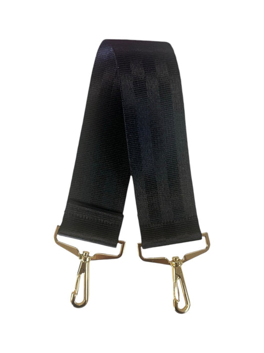 Short Hobo Black Seatbelt Strap Polished Gold Hardware - "2"" x 17""" -