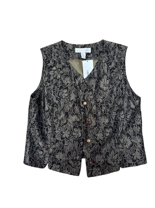 Valerie Stevens Brown Floral Vest - M -