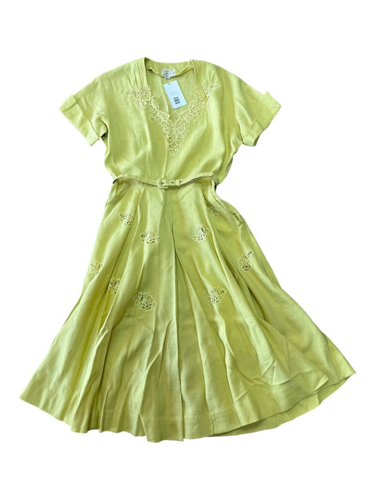 Chartreuse lace inset dress - md -