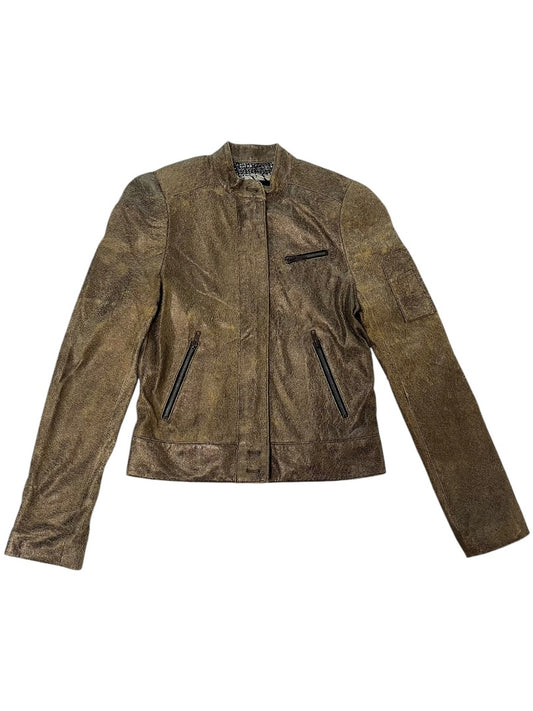 Kelly Wearstler Crackled Leather Moto Jacket* - 4 -